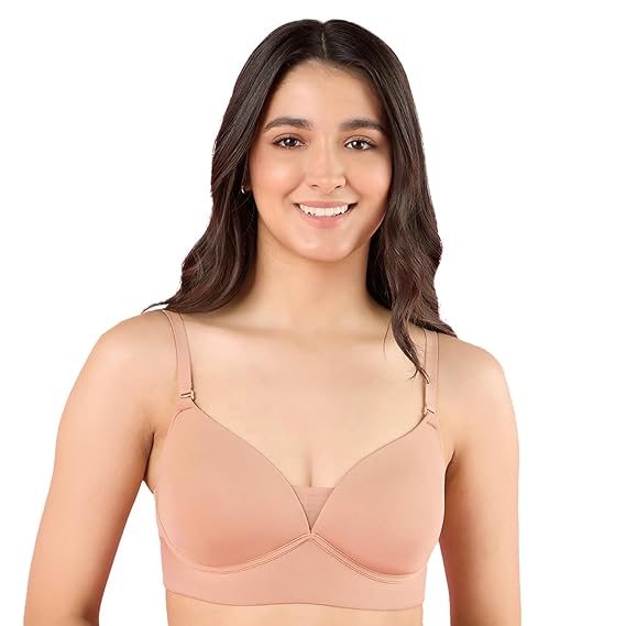 NYKD Women’s Polyester Padded Barely-There Bra Invisible Support, Ultra-Thin Comfort & Light All-Day Padding